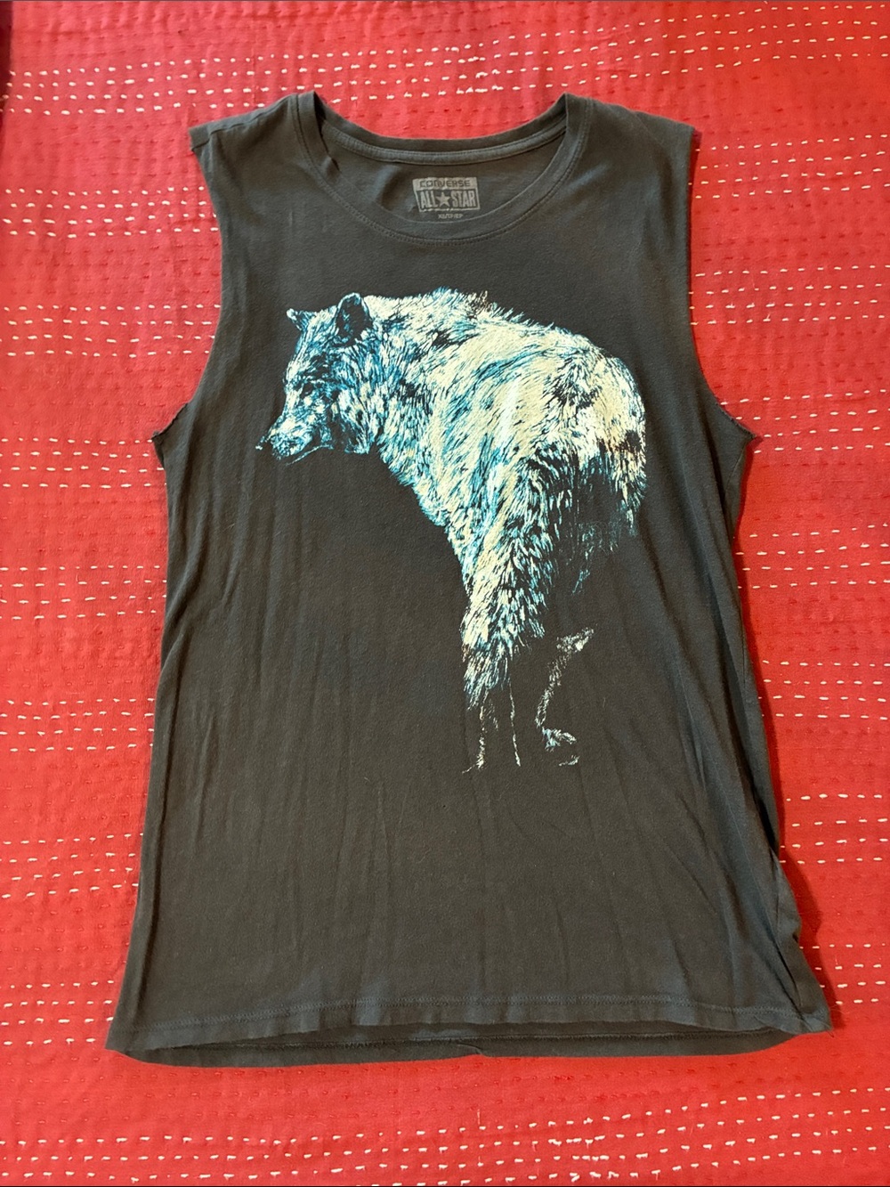 Converse Black All Star Wolf Tee with White Print cut off sleeve sleeveless